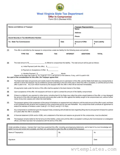 Free West Virginia Cd 3 Form