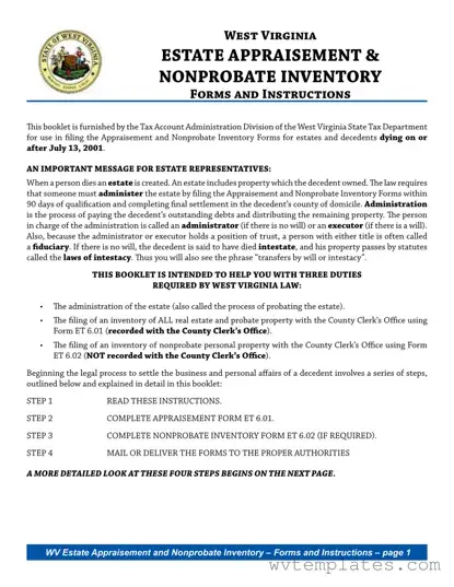 Free West Virginia Estate Form