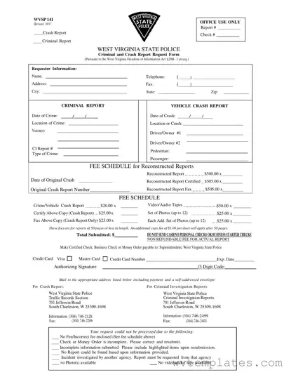 Free West Virginia Police Report Form