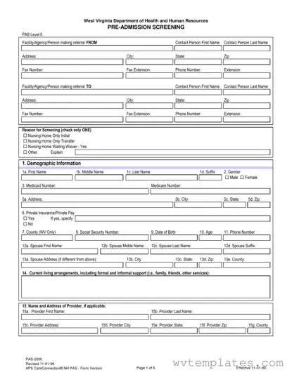 Free Wv Pas Form