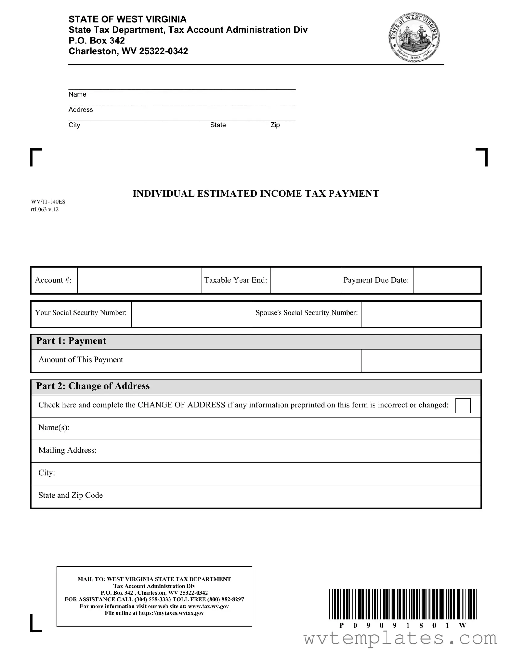 Free West Virginia Estimated Tax Form