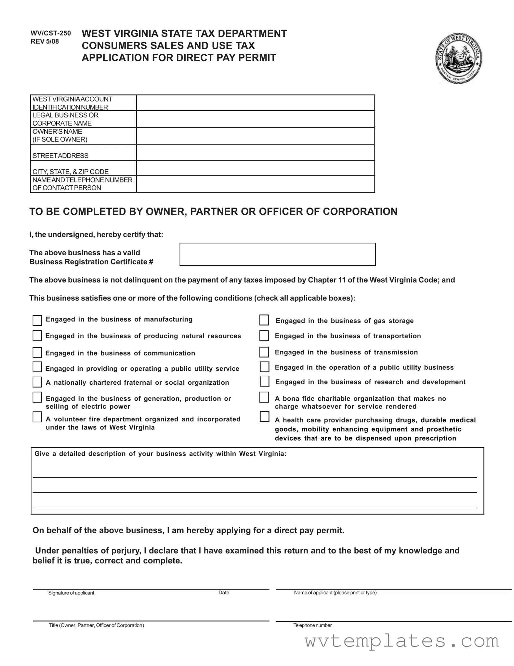 Free Wv Cst 250 Form