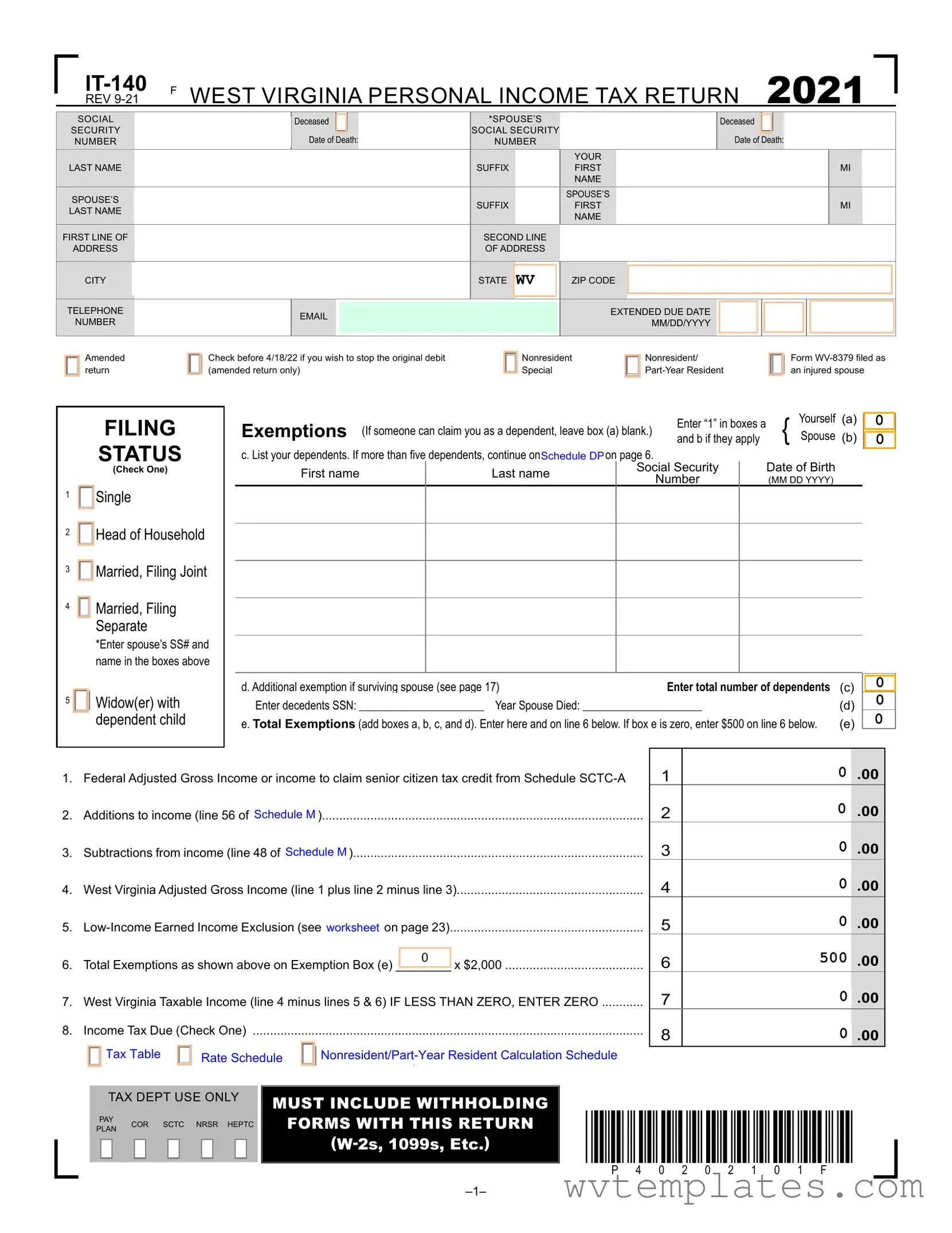 Free Wv It 140 Form