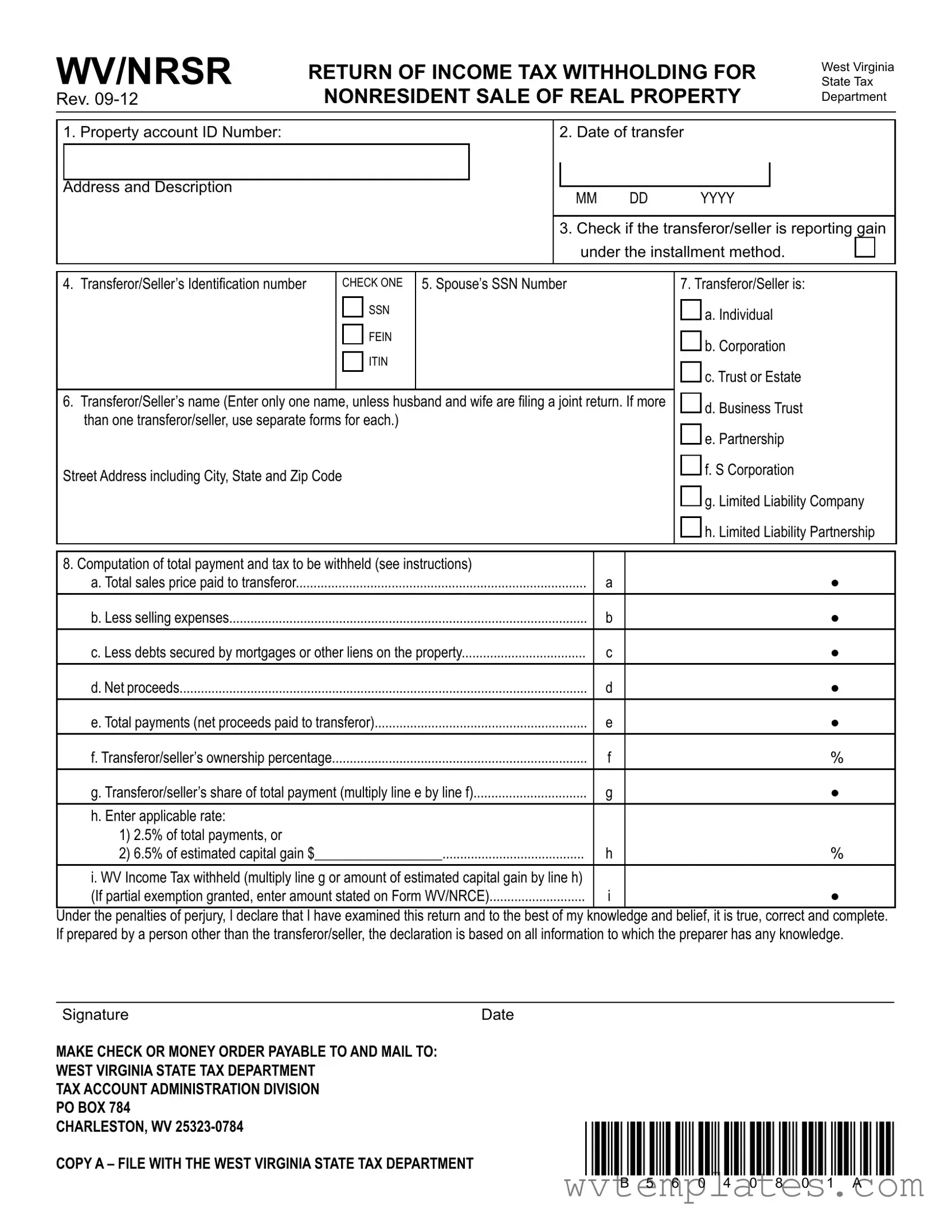 Free Wv Nrsr Form