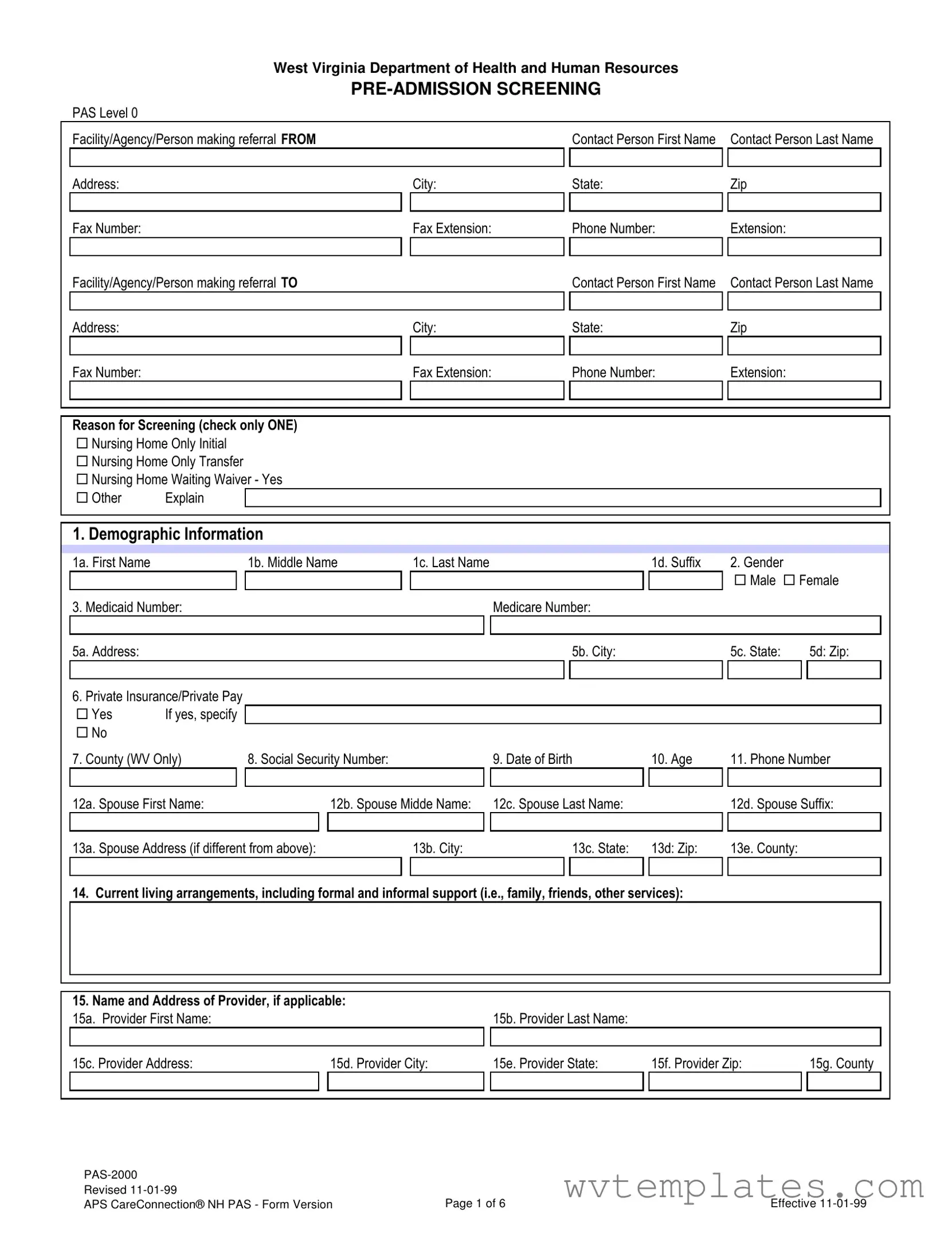 Free Wv Pas Form